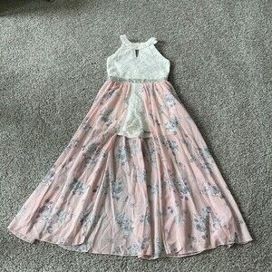 Speechless Kids Glitter Lace Walkthrough‎ Maxi Dress Romper Size 12